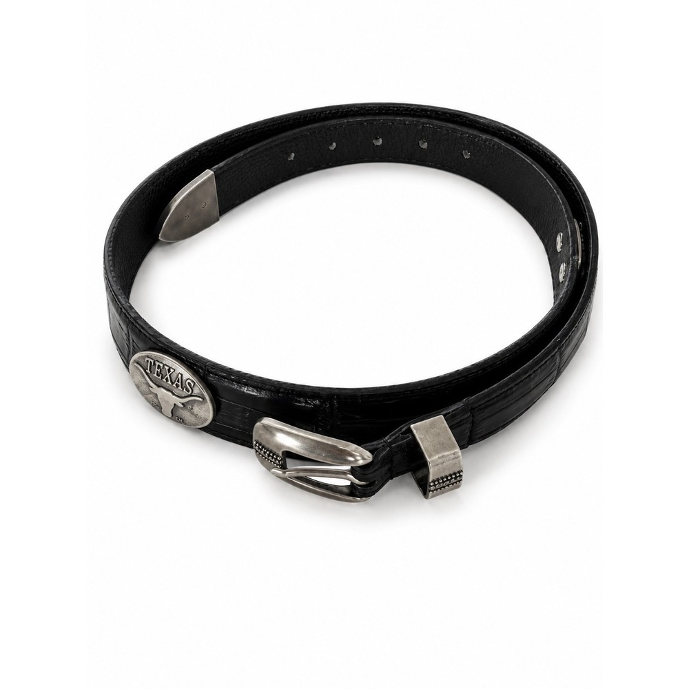 Zep-Pro Texas Longhorns crocodile-patterned black leather belt